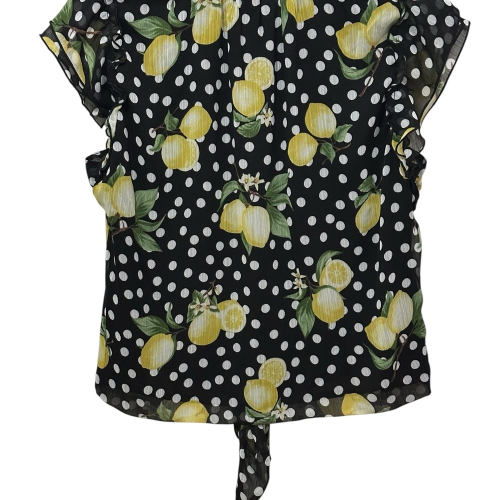 Haver & Blair Tie Front Ruffle Sleeve Lemon Floral Blouse Small NWT - Picture 5 of 11